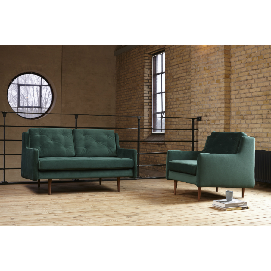 Диван двухместный Holme с ножками из дуба/ореха, темно-зеленый Kragelund 28102208603 - Вид №2