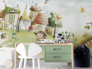 Детские панорамные обои с цветочными мотивами