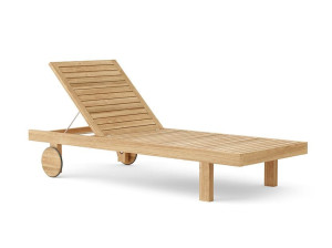 Садовая кровать с откидной спинкой из тикового дерева с колесами