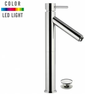 Remer Rubinetterie Смеситель для раковины на столешницу из хромированной латуни со светодиодной подсветкой Minimal color Nr 10 l b 2