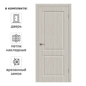 Дверь межкомнатная глухая Мона 80x200 см ПВХ цвет дуб филадельфия с замком и петлями 84506506 STLM-2149207
