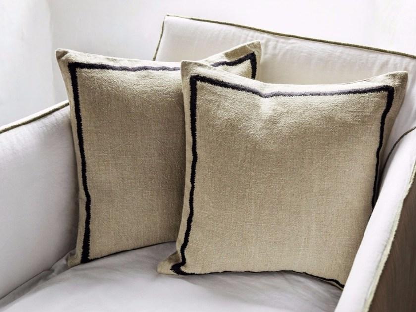 Élitis Квадратная вышитая льняная подушка  Co 140  - Вид №1