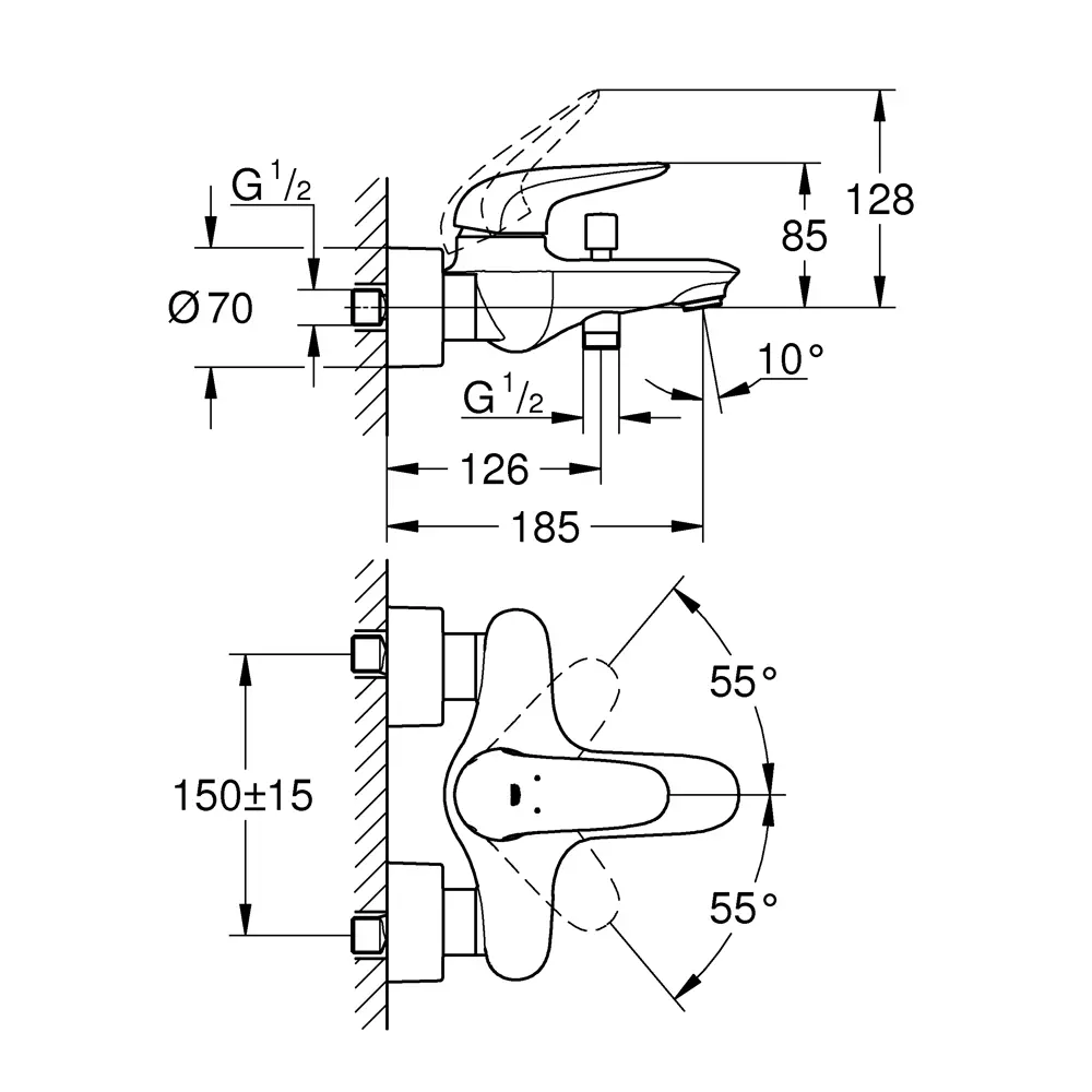 Смеситель для ванны Grohe Eurostyle 23726LS3 однорычажный цвет белый 80158280 STLM-2152932 - Вид №5