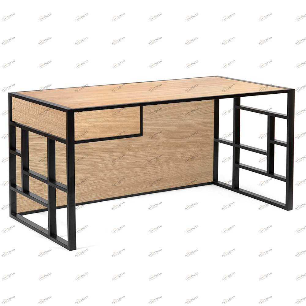 Письменный стол с ящиком деревянный, светлый дуб Millenium black INTELLIGENT DESIGN ПИСЬМЕННЫЕ СТОЛЫ MILLENIUM 260940 Дуб 