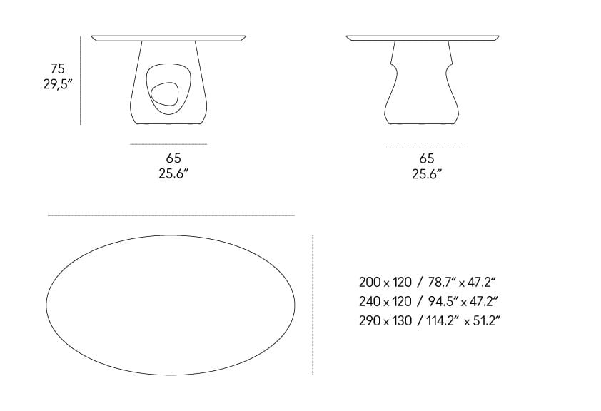 Овальный или круглый стол из дерева и бетона Casamania & Horm ARCH-00101214 - Вид №3