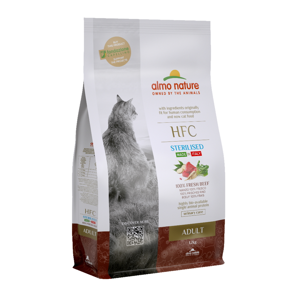 ПР0059795 Корм для кошек Adult Sterilized Beef для стерилизованных, свежая говядина сух. 1,2кг Almo Nature 