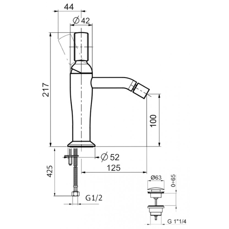OA840102010 Смеситель для биде Webert Opera - Вид №1
