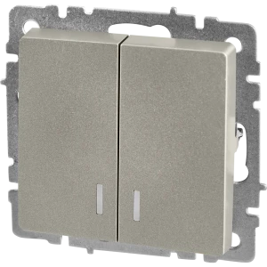 Выключатель IEK Brite двухклавишный с подсветкой, матовый стальной 87761735