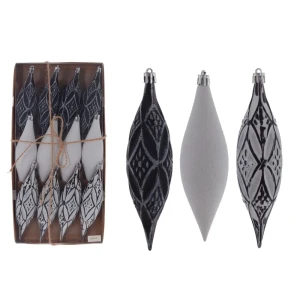 89378990 Набор елочных украшений «Капля», 936116 15x4x4 см, цвет черно-белый 12 шт. STLM-1333003