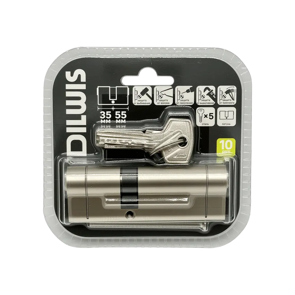 Цилиндр для замка DILWIS L3 35x55 мм ключ-ключ цвет никель 89446675 STLM-2116884  - Вид №2