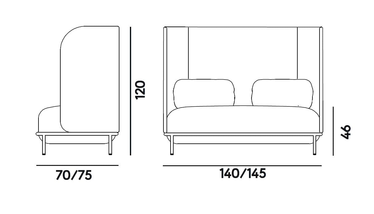 2-местный металлический линейный диван с высокой спинкой Billiani Bold ARCH-00096656 - Вид №1