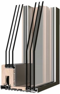 Sistema UNI_ONE Подъемно-раздвижное окно из алюминия и дерева с тройным остеклением Uni_one