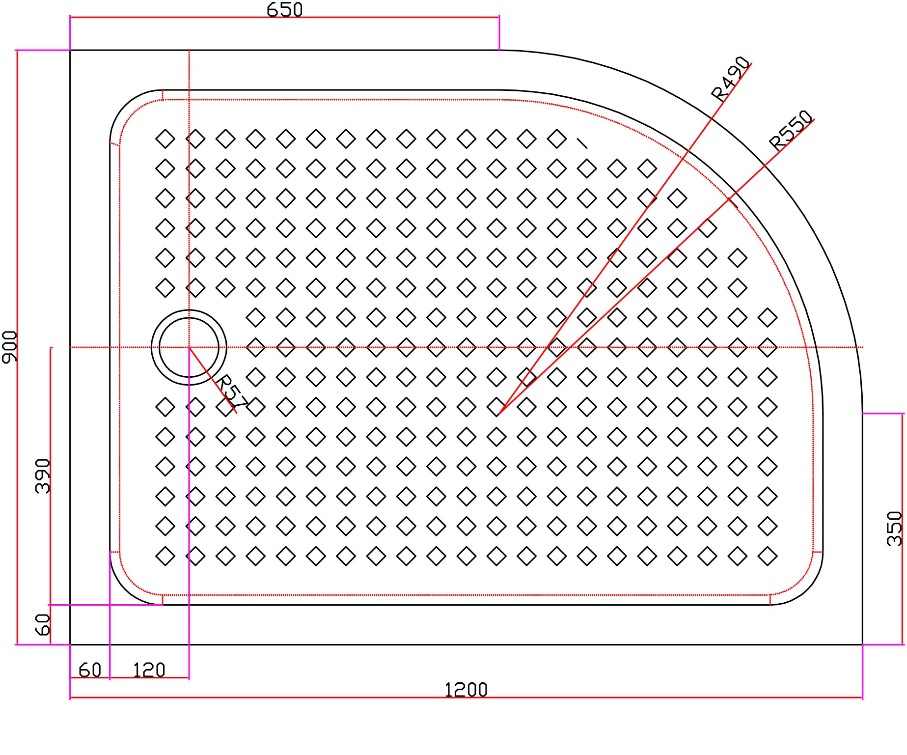 Акриловый поддон CEZARES TRAY-A-RH-120/90-550-15-W-R  - Вид №1