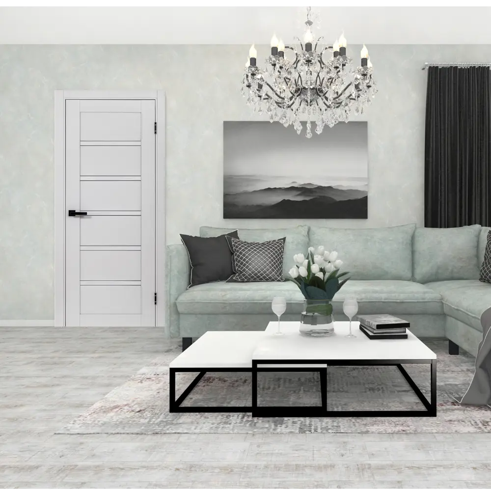 Комплект двери Легда-28 со стеклом 90x200 см полипропилен цвет серое дерево с добором 100 мм PORTIKA STLM-2162316 - Вид №1