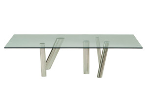 Прямоугольный журнальный столик из стали и стекла