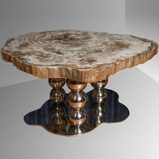 ANTICO TRENTINO Низкий круглый журнальный столик из полимера Tavoli in legno pietrificato sun-id-1452581 - Вид №9