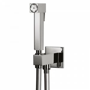 Graffio Подключение воды с квадратной опорой, квадратной латунной кнопочной щеткой, СЕРЕБРЯНЫЙ гибкий шланг 120 см IP802