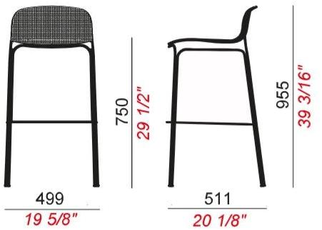 COLOS Высокий штабелируемый табурет из металлической сетки Villa sun-id-1450514 - Вид №3