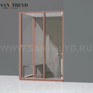 Effegibi H MEDIUM LO81030006 Комбинированная баня: хаммам и душ. Установка: в правый угол. Левая дверь. Мощность: 3 кВт макс. Размеры: длина 152 см, ширина 102 см. Отделка: матовый лакированный коричневый аллюминий и темный ламинат из керамогранита.