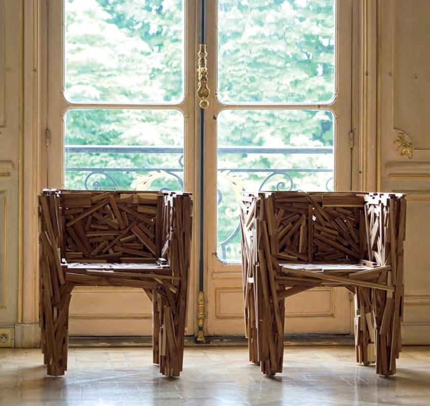 edra Стул с подлокотниками из натуральных деревянных планок Favela Fav010 - Вид №3