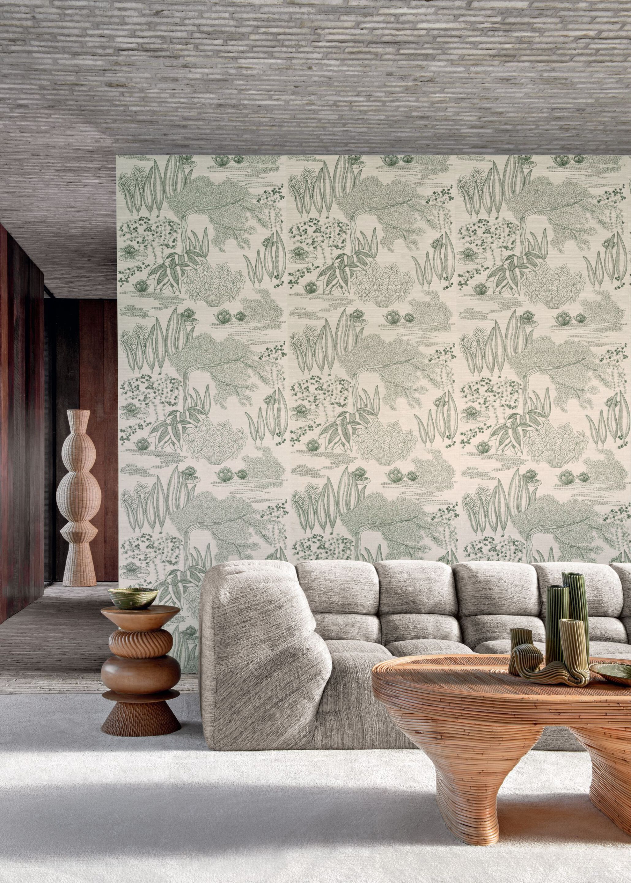 Сизаль вышитая настенная ткань Casamance Hikari ARCH-00096714 - Вид №4