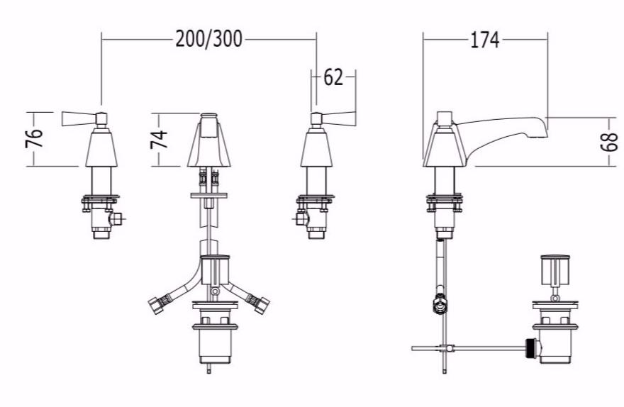 Devon&Devon Смеситель для раковины на 3 отверстия из латуни Vip time sun-id-1397311 - Вид №6