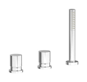 Смеситель на бортик ванной на 3 отверстия с изливом, дивертером и душевым гарнитуром. WE ARE IB rr397ss Brushed Nickel Brera