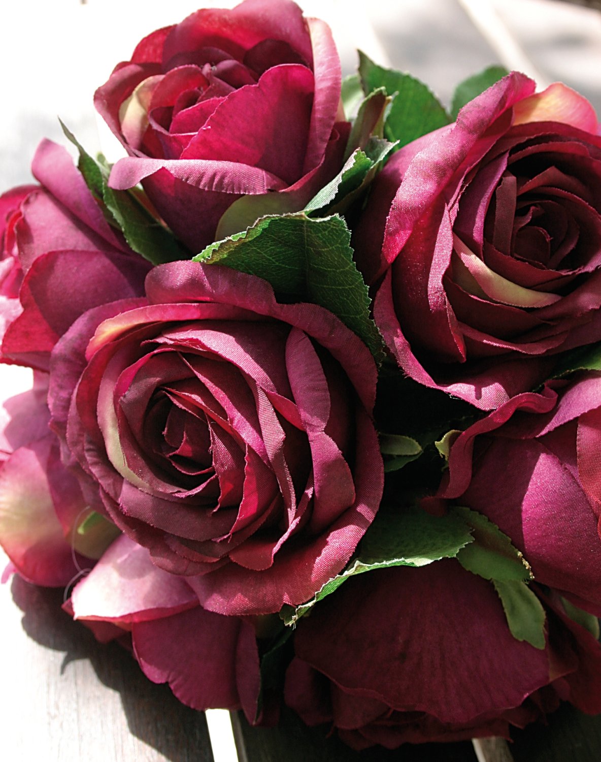 2669 442 a3 Искусственный букет роз, 7-цветков, 25 см, бордовый H-andreas  - Вид №1