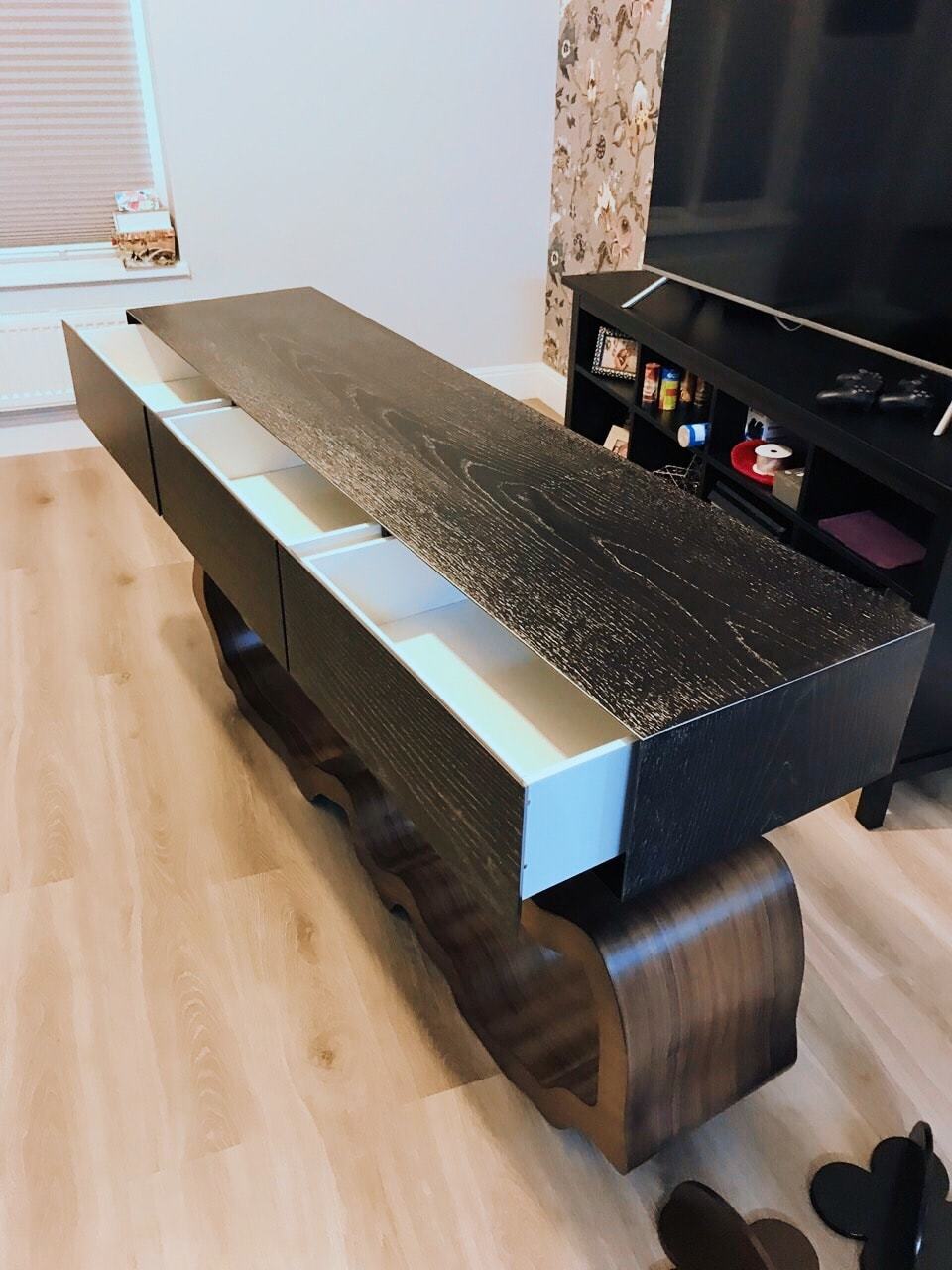 Консоль черная с деревянными ящиками "Эклер 2.0" ODINGENIY  178451 Бежевый;черный  - Вид №6