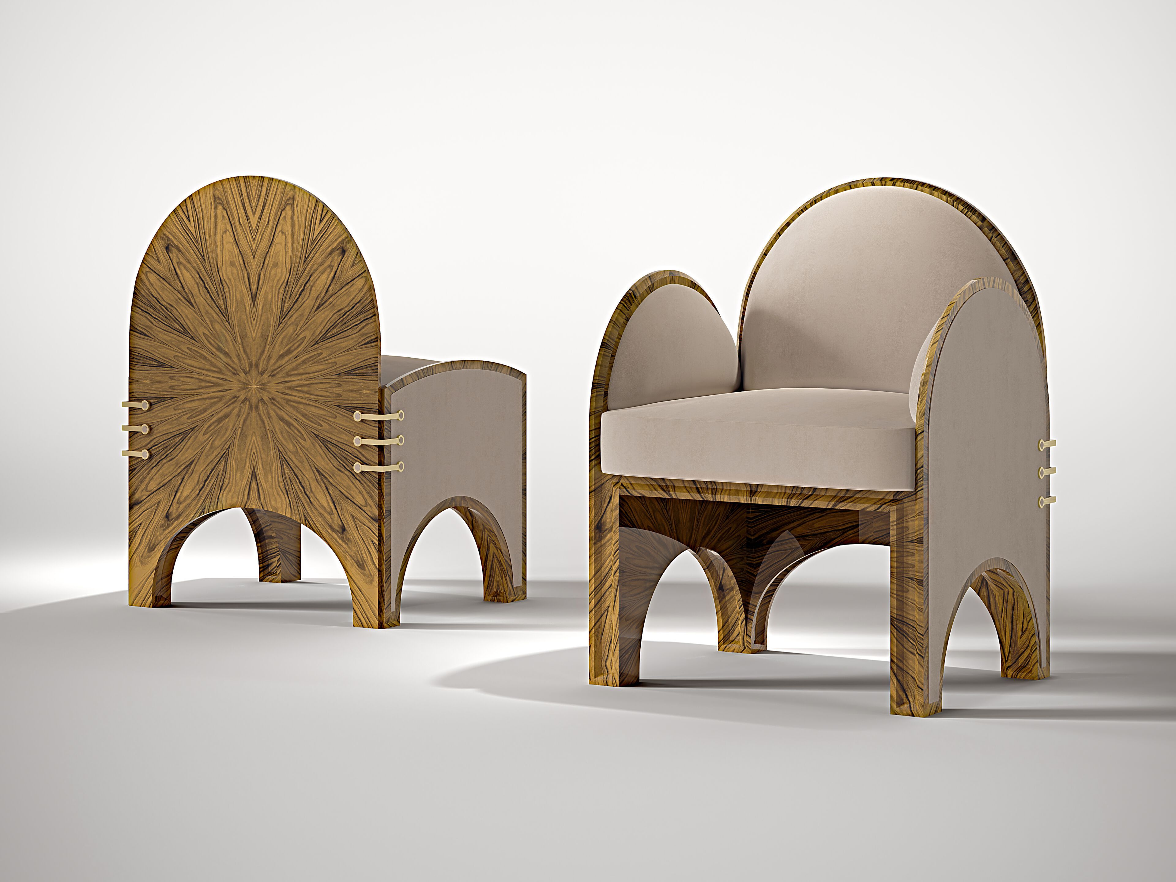 Деревянный и бархатный стул с подлокотниками и без них Roman & Co Goldstein ARCH-00075458