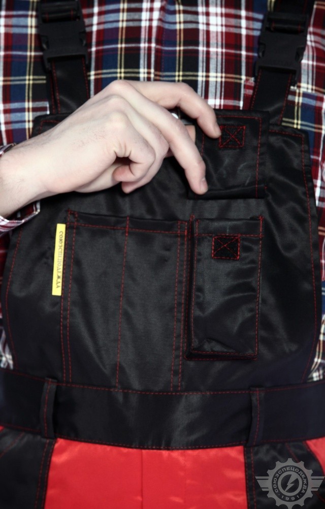 61466 Полукомбинезон "Мастер" красно-черный  Летняя спецодежда  размер 56-58/182-188  - Вид №5