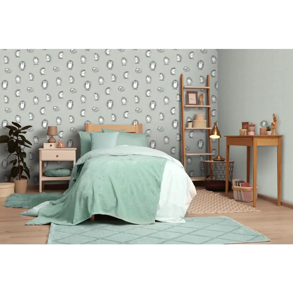 Обои флизелиновые Ateliero Ежики зеленые 1.06 м AT88292-05 89346355 STLM-2055507 Ёжики - Вид №4