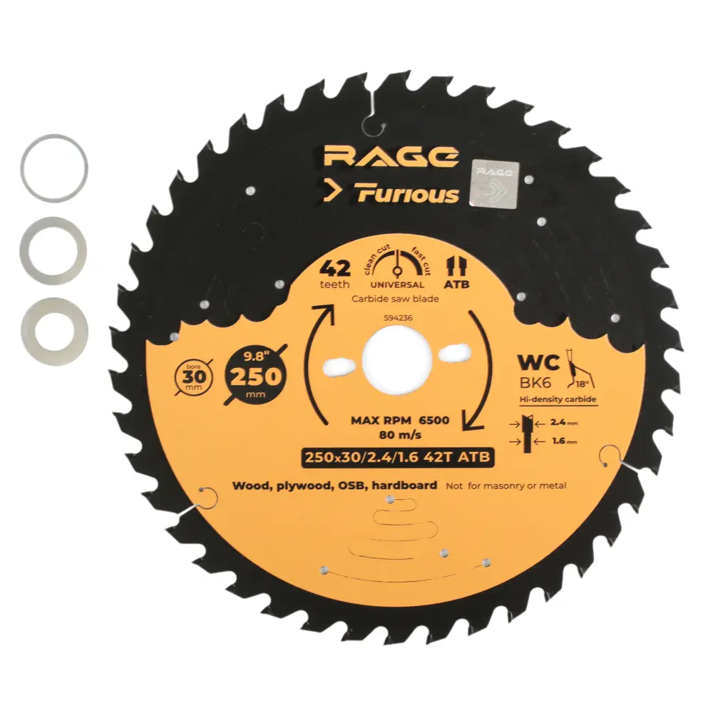 Универсальный пильный диск RAGE Furious для дерева 250 мм 88928410 STLM-1510089 - Вид №1