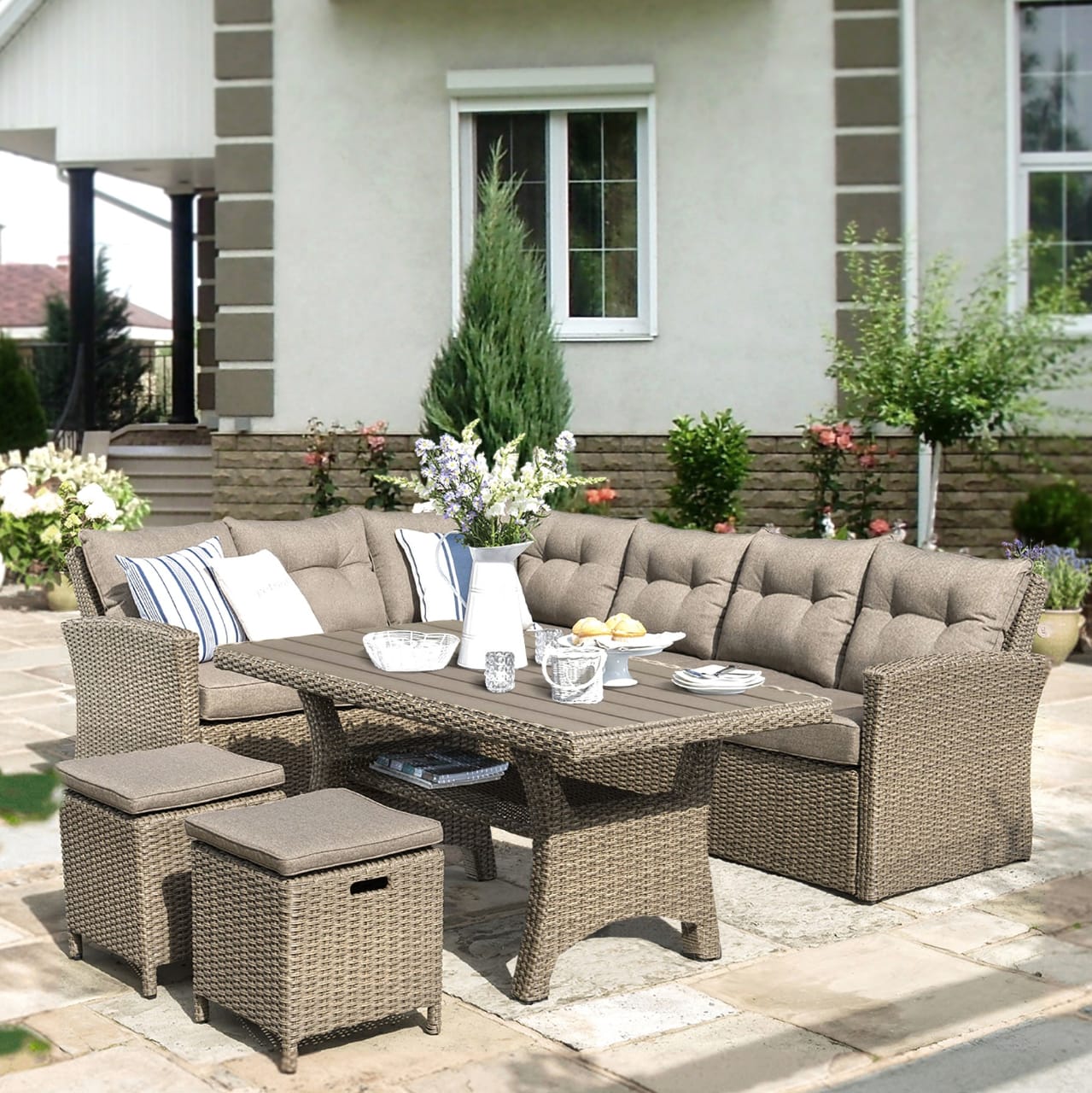 AFM-307B Beige Комплект плетеной мебели Afina 