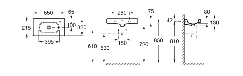Фарфоровая подвесная мойка для рук с переливом Roca Meridian ARCH-00097991 - Вид №4