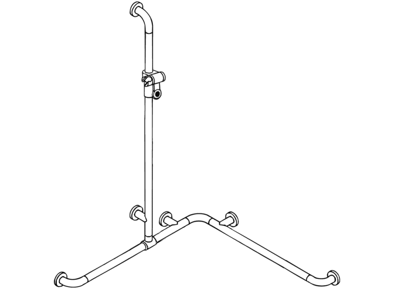 801.35.312 Поручень для душа с выдвижным держателем для душа, включая ручной душ и душевой шланг HEWI Brausehalterstangen  - Вид №2
