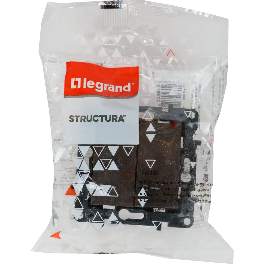 Выключатель двухклавишный с подсветкой/индикацией - Legrand Structura - 10А 250В безвинтовые зажимы - магнезиум 82064651 STLM-2082750 - Вид №6