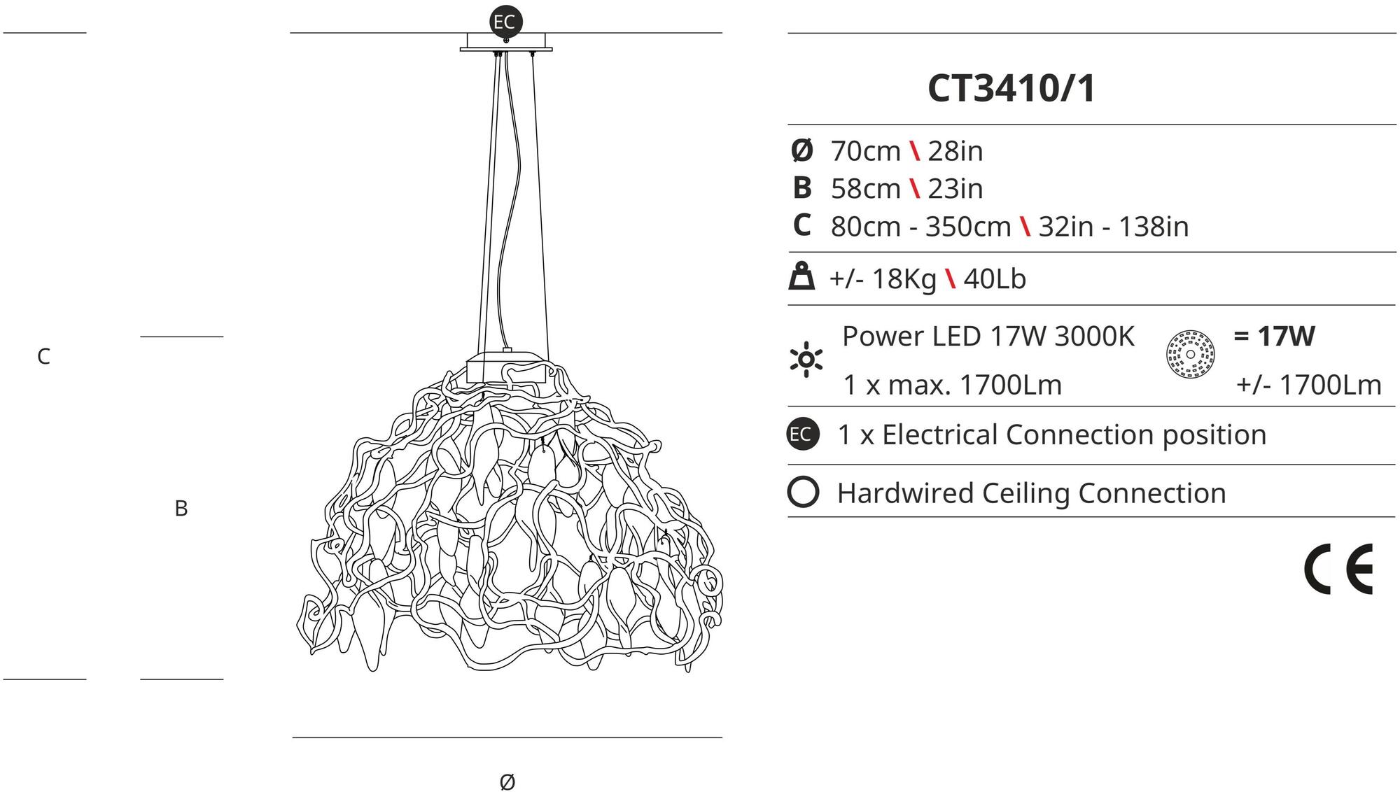 Serip Подвесной светильник из бронзы ручной работы Niagara Ct3410/1 - Вид №1
