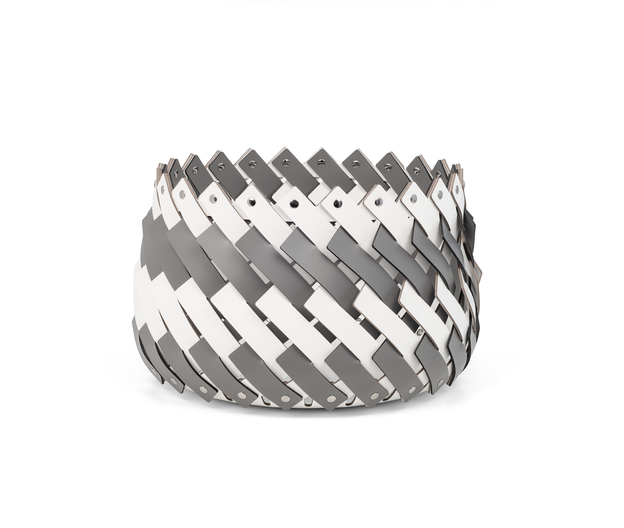 Корзина Almeria Bicolour - Ø 40XH27 см / регенерированная кожа серо-коричневый Pinetti 00.1143.082.027-048 - Вид №3