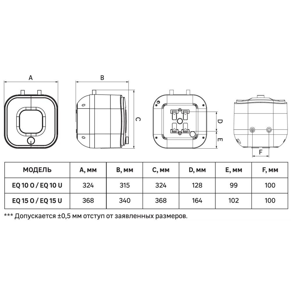 Накопительный водонагреватель электрический 15 л Equation EQ 15 U 2 кВт эмалированная сталь мокрый ТЭН 89352192 STLM-2123625  - Вид №8