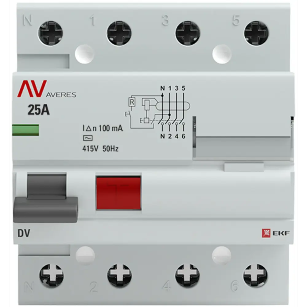 УЗО EKF Averes DV 4P - автоматическая защита от токов утечки 84579901 STLM-1118763 - Вид №1