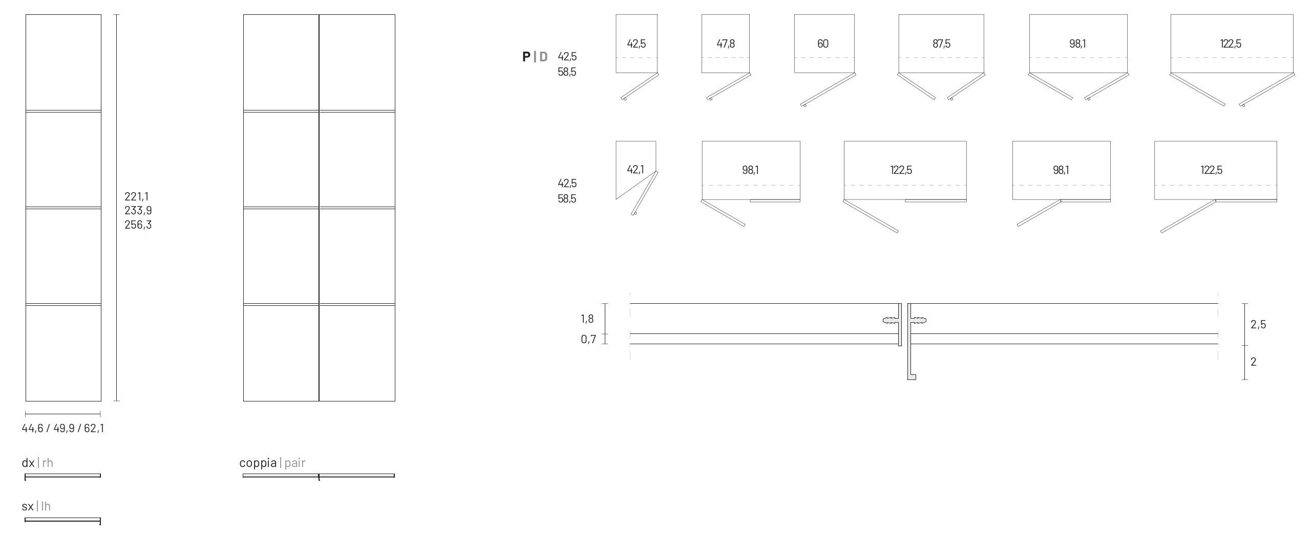 Секционный шкаф с распашной дверью из ткани или искусственной кожи Dall'Agnese Wardrobe Collection ARCH-00101841 - Вид №4