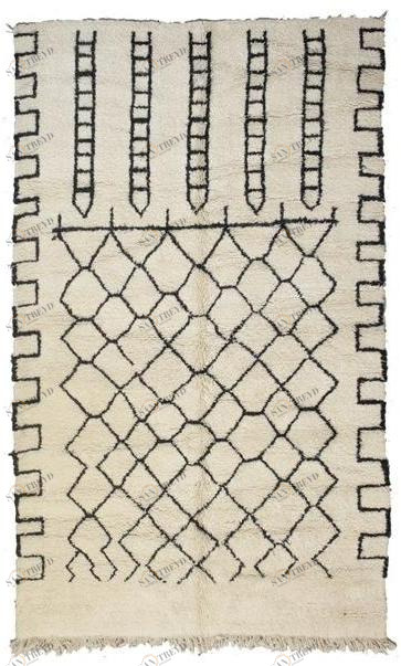 AFOLKI Прямоугольный шерстяной коврик с длинным ворсом и узором Beni ourain Taa1253be