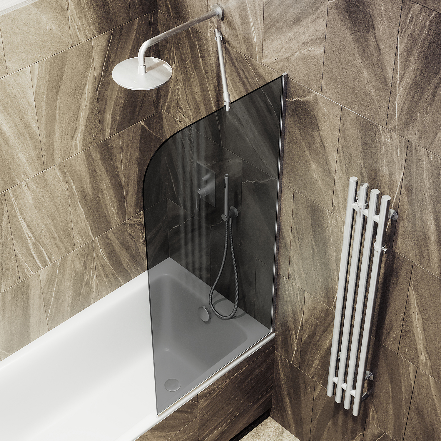 Шторка для ванны в узком профиле ST-81-5у Public Steel