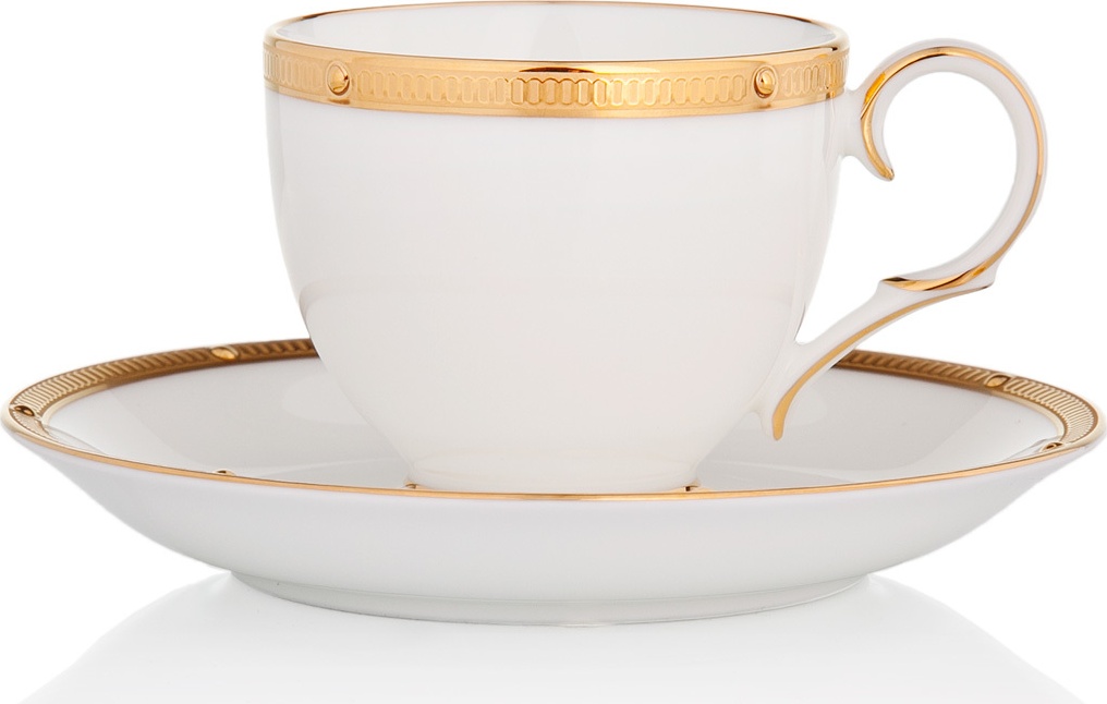 1051773 Noritake Чашка чайная с блюдцем Noritake "Рочель,золотой кант" 200мл Фарфор костяной 