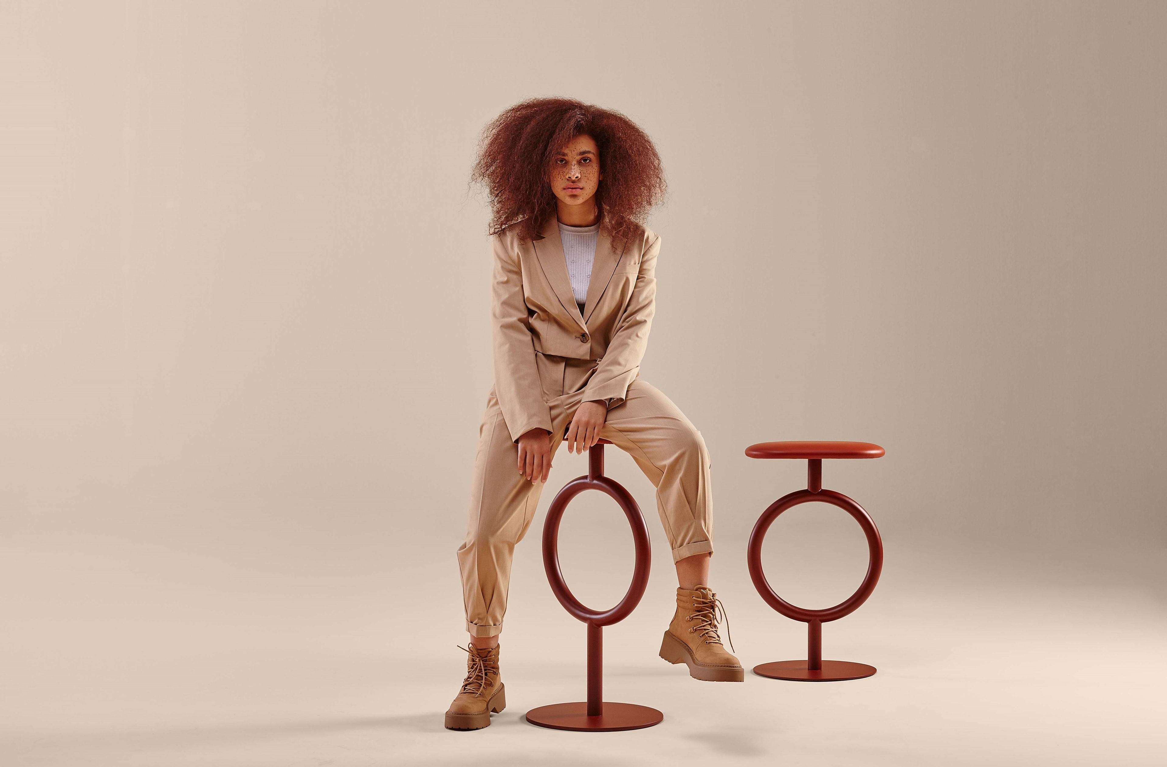 Стальной и кожаный табурет с подставкой для ног SANCAL ARCH-00039151 - Вид №3