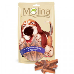 ПР0039838 Лакомство для собак Стейк из ягненка и курицы 80г Molina