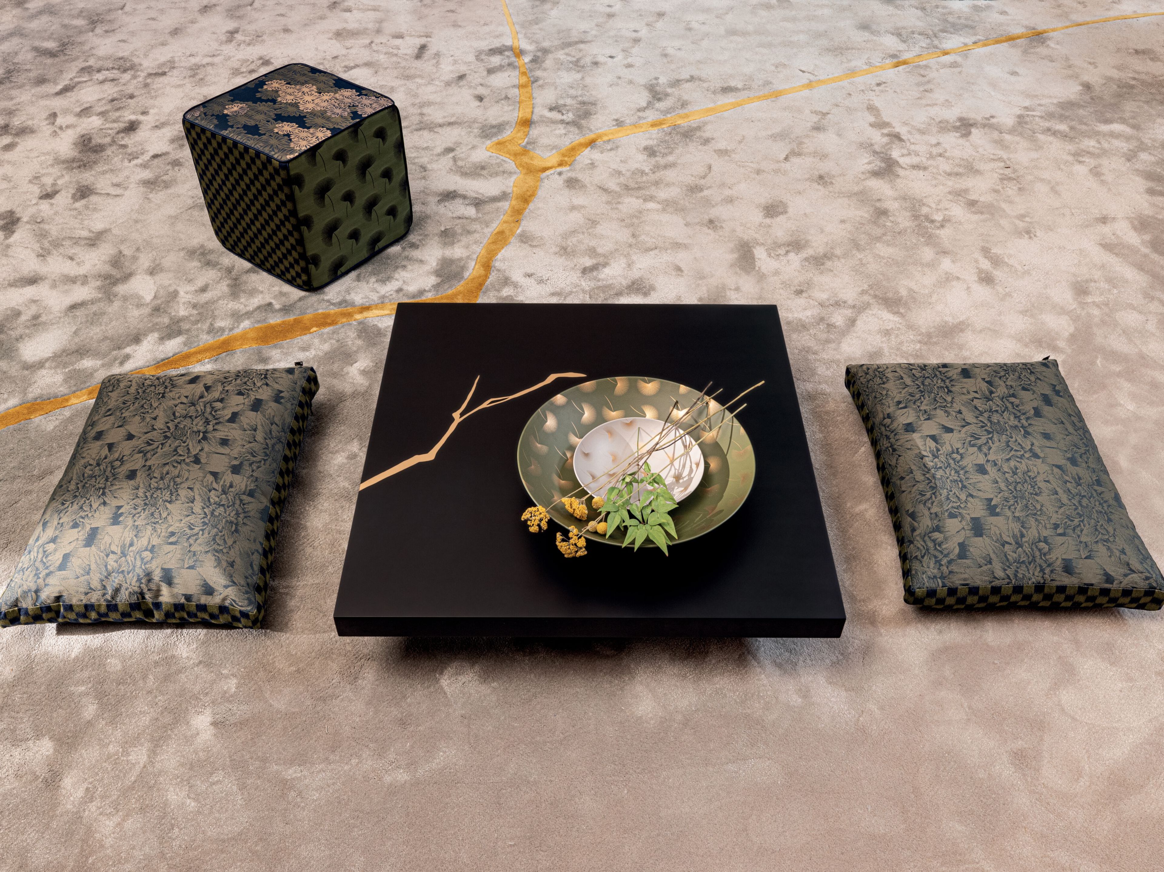 Прямоугольная подушка с цветочным рисунком K-3 Shogun Blue ARCH-00004541 - Вид №1