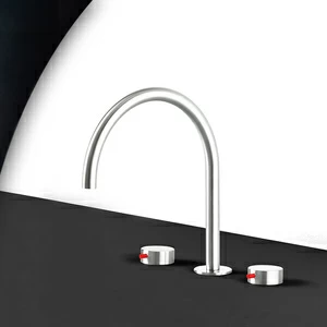 Смеситель для раковины сталь глянцевая с красной ручкой Toki Radomonte TKI25LCIL35