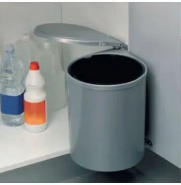 Ведро для мусора ALBIO навесное круглое, серое, пластик 13 л Alveus 224308 - Вид №4